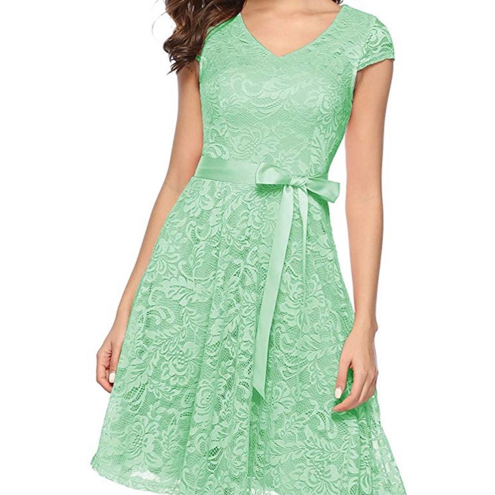 Mint Lace Tea-Length Dress